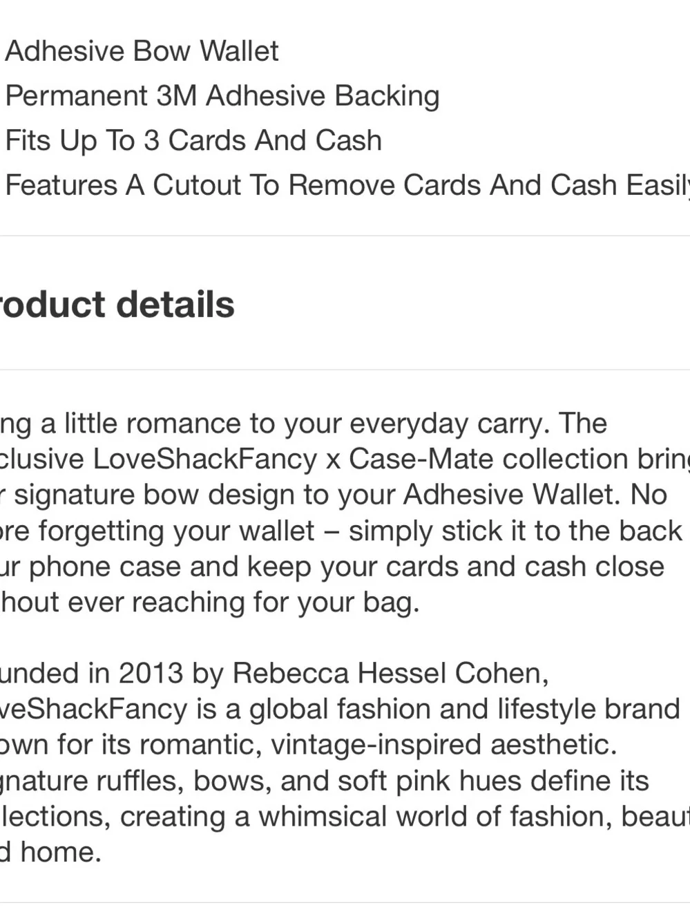 LoveShackFancy Lilac Bow Adhesive Phone Wallet Case